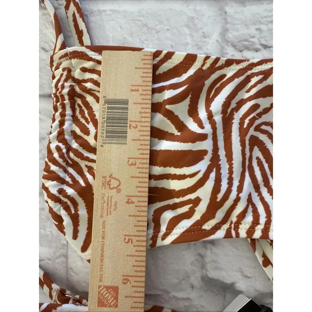 Kendall & Kylie XL Brown Rust Abstract Tiger Zebra Animal Bikini NWT